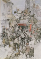 The Christmas Stagecoach (blyant, wc og kroppsfarge)