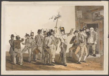 En rekrutteringssersjant fra 33rd Regiment of Foot, 1814 (farget akvatint)