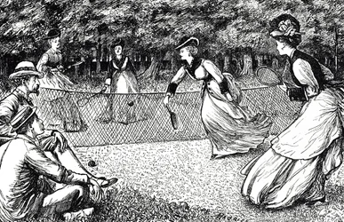Tegneserie som viser et slag tennis
