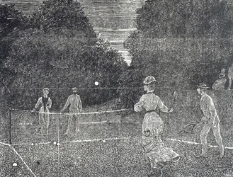 Gravering som viser bruken av hvit fosformaling anbefalt for tennisspillere