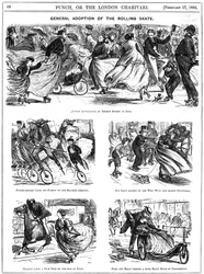 Generell adopsjon av rulleskøyten. George du Maurier tegneserier fra Punch