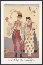 Falbalas and Fanfreluches, almanakk for 1922, Le coq du village, av George Barbier, trykk