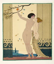 Råd, illustrasjon fra Les Chansons de Bilitis, av Pierre Louys, pub. 1922 (stensiltrykk)