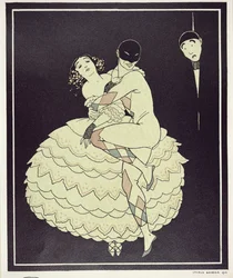 Tamara Karsavina (1885-1978) som Columbine og Vaslav Nijinsky (1890-1950) som Harlequin i Fokines 