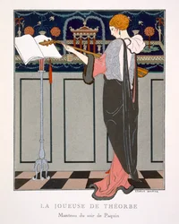 Theorbo Player, design for en kveldskåpe av Paquin