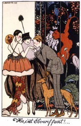 håndkyss, elegansekveld i Paris, gravering 1917