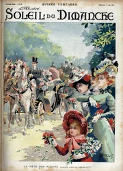 Blomsterfest. Fra en akvarell av Geo Blott. Gravering i “” Le sun-du-dimanche””, 11. juni