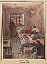 I Tsjekaen; fra Histoire des Soviets, utgitt 1922 (fargelitografi)