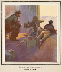 Maskingeværets kraft, fra Histoire des Soviets, utgitt 1922 (fargelitografi)