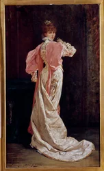 Full lengdeportrett av den franske skuespillerinnen Henriette Rosine Bernard kjent som Sarah Bernhardt (1844-1923) Maleri av Georges Jules Victor Clairin (1843 - 1919). 1800-tallet. Paris, fransk komedie