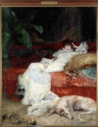 Portrett av skuespilleren Henriette Rosine Bernard, kjent som Sarah Bernhardt (1844-1923), av Georges Jules Victor Clairin (1843-1919)