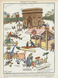 Kong Edward VIIs besøk i Frankrike. Illustrasjon for Le Rire