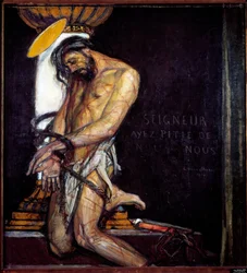 Kristus har kolonnemaleriet av Georges Desvallieres (1861-1950) 1910 Paris, Nasjonalmuseet for moderne kunst