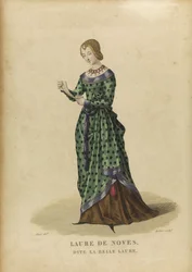 Laure de Sade - Laura de Noves (1310-1348) - Gatine, Georges Jacques (1773-1831) - Sent på 1700-tallet. - Etsning, akvarell - Privat samling