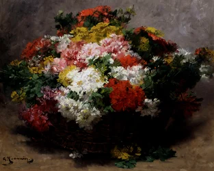 Flerfargede asters. Maleri av Georges Jeannin (1841–1925) Privat samling.