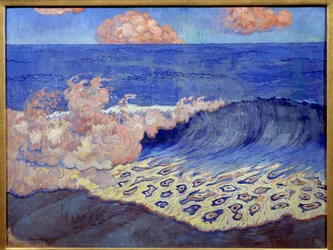 Blå marine, bølgeeffekter. Maleri av Georges Lacombe (1868-1916)