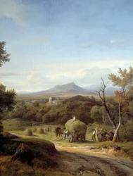 Country scene. Venstre detalj. Maleri Georges Prieur (1800-tallet)