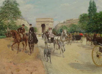 Ryttere og vogner på Avenue du Bois, 1910