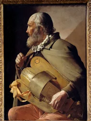 Det gamle båndmaleriet av Georges de La Tour (1593-1652) Rundt 1640 Madrid, Prado-museet