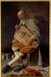 Den gamle sier også den gamle mannen i hatten eller den gamle mannen i flua. Maleri av Georges De La Tour (1593-1652)