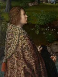 Detalj av sentralpanelet til Kristi dåp, ca. 1502-08 (olje på panel)