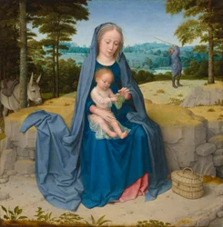 Hvil på flyturen til Egypt, ca. 1510 (olje på panel)