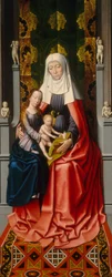 Anna-altertavlen: Anna med Jomfru Maria og barnet [midtpanel], ca. 1500–1520 (olje på panel)