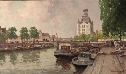 Utsikt over Witte Huis, Rotterdam (olje på lerret)