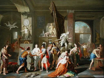 Apelles maler Campaspe (olje på panel)