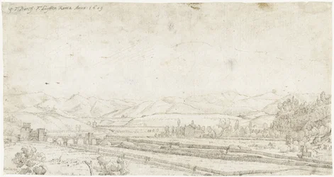 Landskap med Ponte Milvio, utenfor Roma