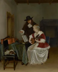 Musikktimen, ca. 1668 (olje på lerret)