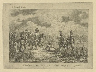 Napoleon med falne soldater Napoleon I og kaptein Elphinstone (Omera) (tittel på objekt)
