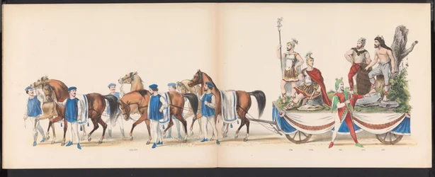 Masquerade of the Leiden Students, 1870 (plate 15) Utkledd prosesjon holdt av medlemmene av Leiden studentkorps den 7. juni 1870, for å feire 295-årsjubileet for Leidsche Hoogeschool, som viser et besøk i Leiden i