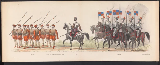 Masquerade of the Leiden Students, 1870 (plate 18) Utkledd prosesjon holdt av medlemmene av Leiden studentkorps den 7. juni 1870, for å feire 295-årsjubileet for Leidsche Hoogeschool, som viser et besøk i Leiden i