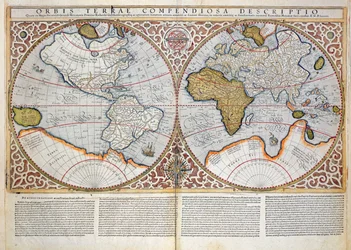 Verdenskart med to halvkuler, 1587