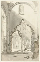Interiøret i Nieuwe Kerk i Amsterdam, etter den store brannen i 1645