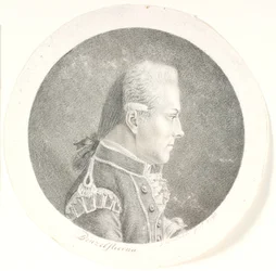 Portrett av Lars Benzelstjerne, svensk sjøoffiser (1759-1808). Bystebilde. Profil til høyre