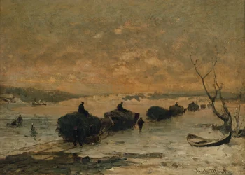 Kjører høy over isen, senvinter