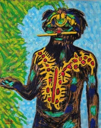 Aboriginsk sjaman, 2020 (olje på lerret)