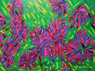 Abstrakte imaginære blomster, 2021 (olje på lerret)