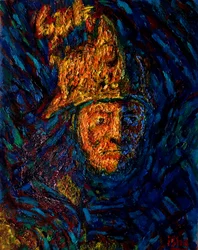 Hjelmkledd gullmann etter Rembrandt, 2020 (olje på lerret)