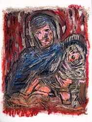 Madonna og barnet etter Bellini, 2020 (tegning på papir)