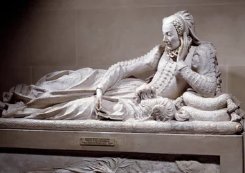 Begravelsesmonument: Grav med smak av Jeanne Valentine Balbiani (1518-1572), kone til kardinal Rene de Birague (1506-1583), Frankrikes kansler. Marmorskulptur av Germain Pilon (1535 - 1590), ca. 1573. Paris, Musee Du Louvre