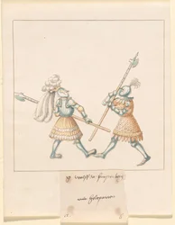 Freydal, The Book of Jousts and Tournament of Emperor Maximilian I: Combats on Foot (Jousts)(Volum III): G. Wolf von Fürstenberg mit Heleparten, Plate 141