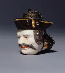 En Meissen portrettrørskål modellert som hodet til Schmiedel, ca. 1750 (porselen)