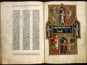 Legge til. 15282 fol.179v-180 Dekorert første ord i Numbers Book, fra 