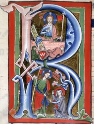 Legg til 16950 f.106v (detalj) Scener fra Kristi liv (vellum)