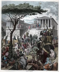 Antikkens historie. Hellas. Jupiters tempel i Pergamon. Tysk ... (gravering)