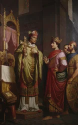 Biskop Bernward viser keiser Otto III sitt kors