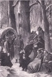 Bivuak i snøen, Cassells historie om krigen mellom Frankrike og Tyskland utgitt av Cassell and Company Limited, ca. 1890 (litho)
